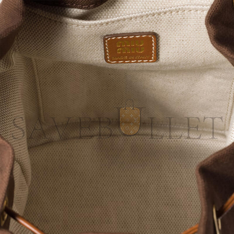 MIU MIU CANVAS AND LEATHER BACKPACK 5BZ043 (22*18*11.5cm) MIU MIU CANVAS AND LEATHER BACKPACK 5BZ043 (22*18*11.5cm)
